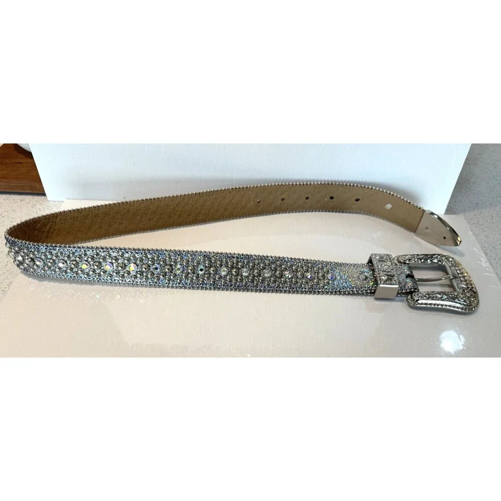 BB Simon Swarovski Crystal Rhinestone Belt Sz 30 Iridescent Heavily Embellished